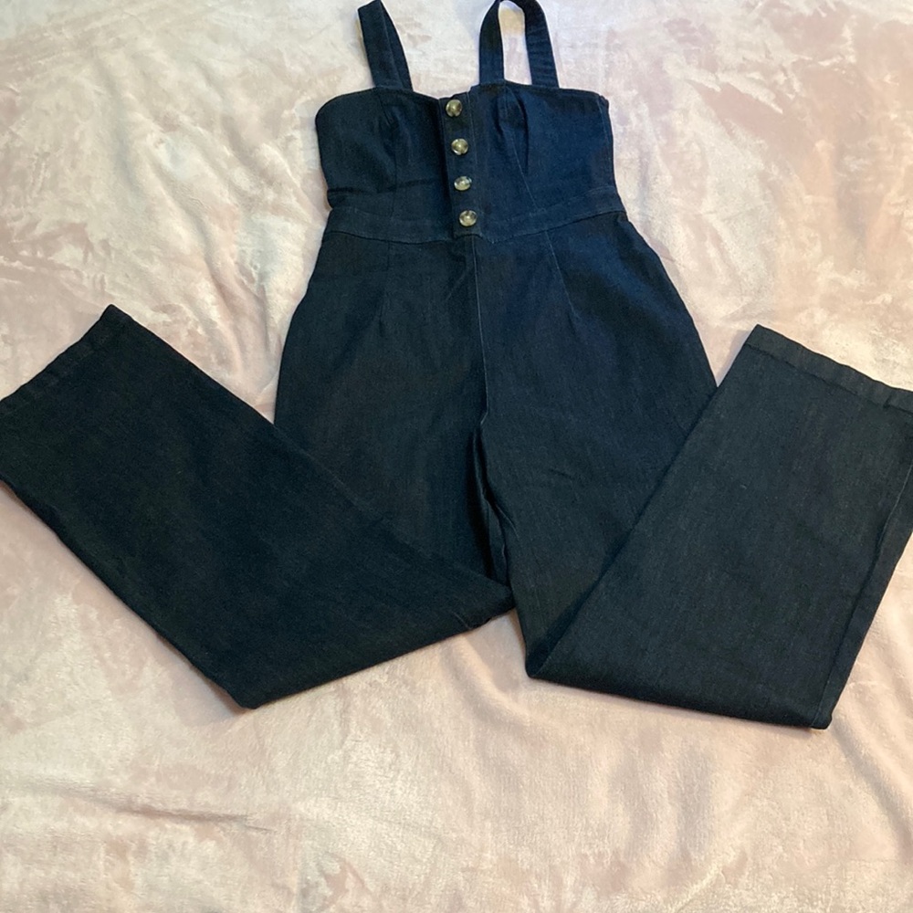 Express Navy Jean Jumpsuit Never Worn